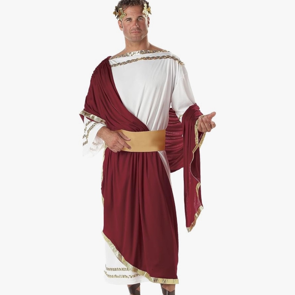 Men’s adult Caesar costume - Maroon and White